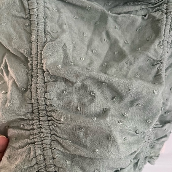 Sage Green Puff Sleeve Crop Top - Picture 3 of 3